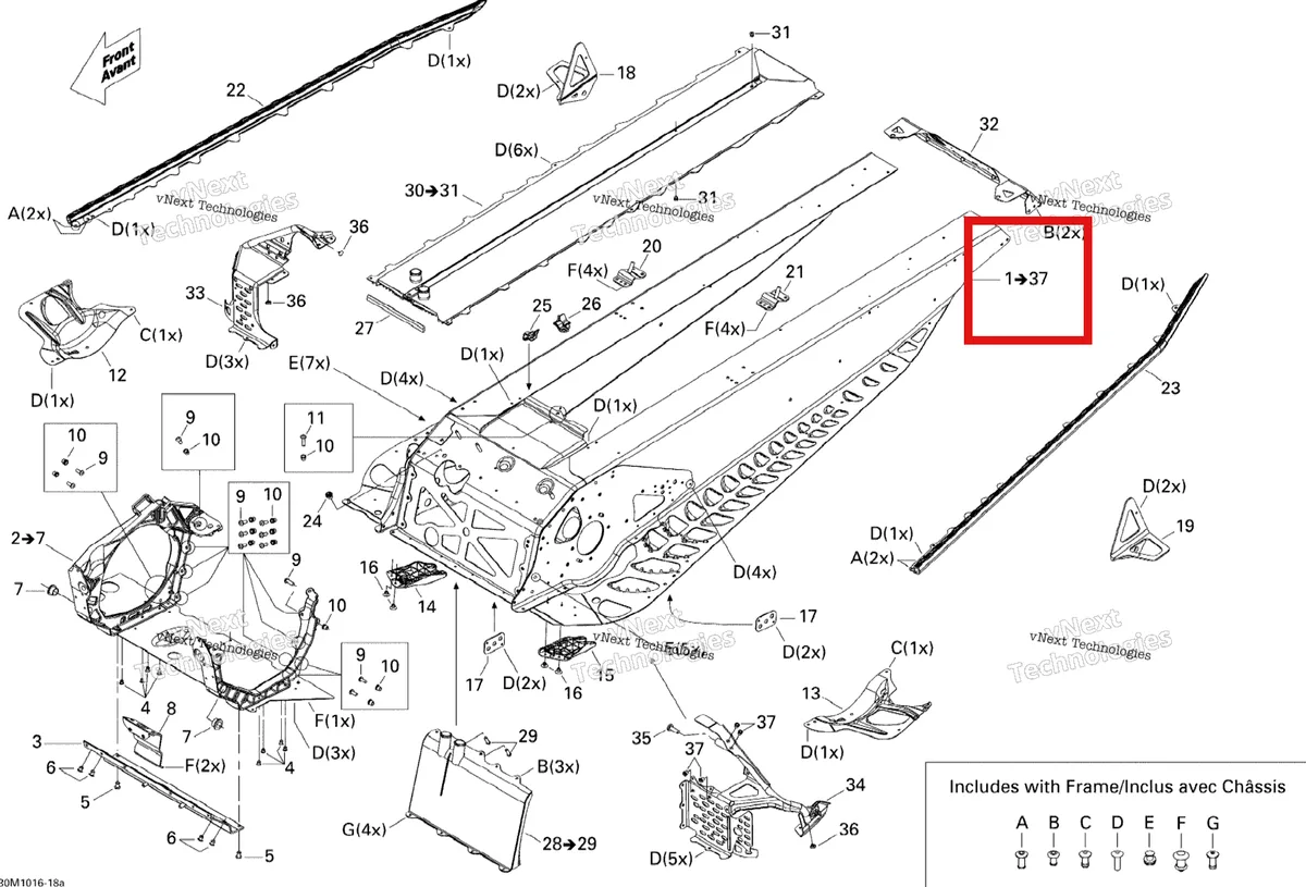 Деталь 415129476 на схеме узла 2010 Ski-Doo MX Z X 1200 Frame X