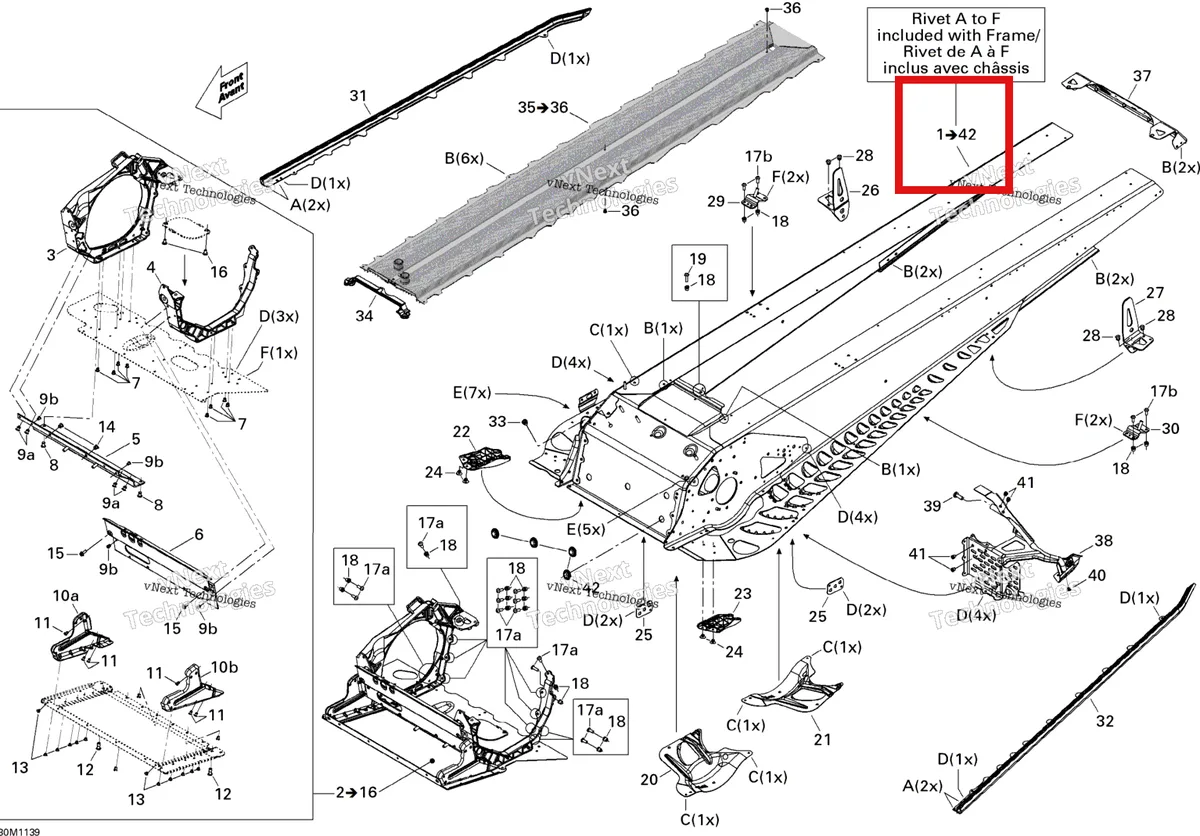 Деталь 415129588 на схеме узла 2011 Ski-Doo Tundra LT 600ACE Frame