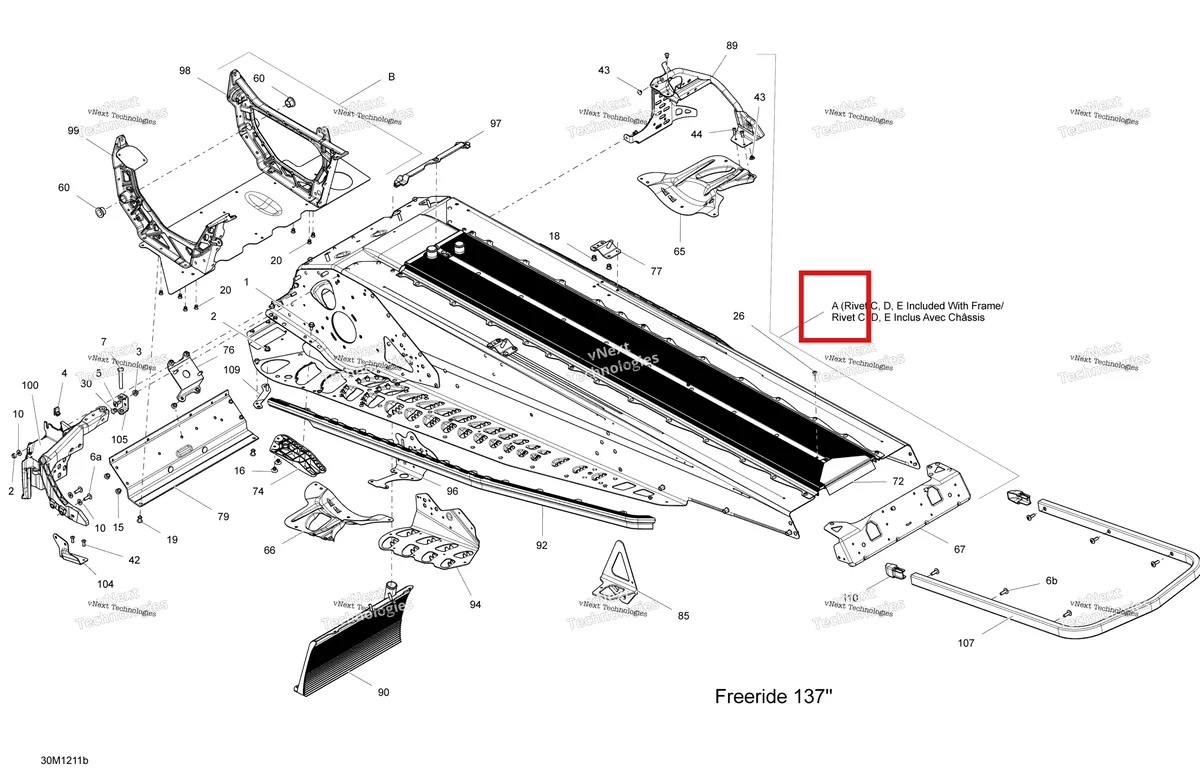 Деталь 415129635 на схеме узла 2012 Ski-Doo Freeride 137 & 146 & 154 800RETEC XP Frame 137