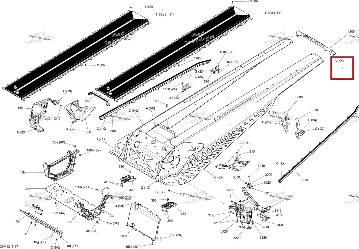 Деталь 415129746 на схеме узла 2013 Ski-Doo SUMMIT SP 600HOE XP Frame 146