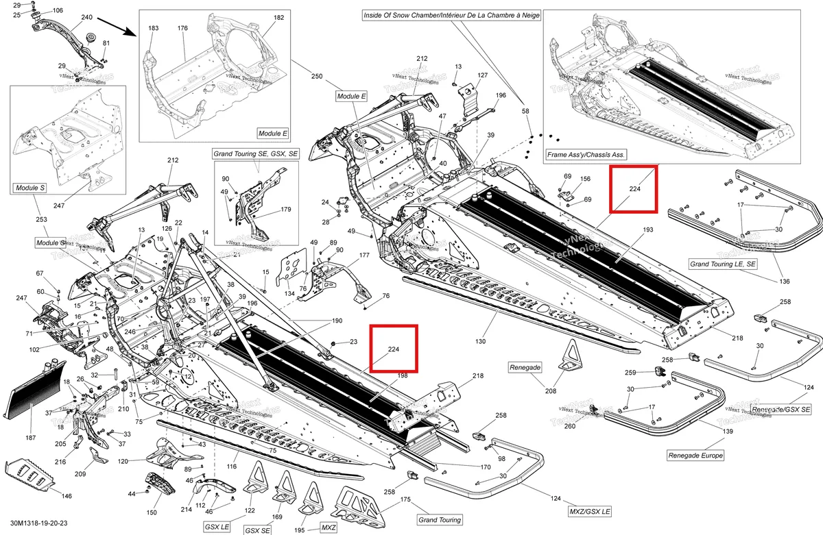 Деталь 415129763 на схеме узла 2013 Ski-Doo RENEGADE X & ADRENALINE 1200 XR Frame