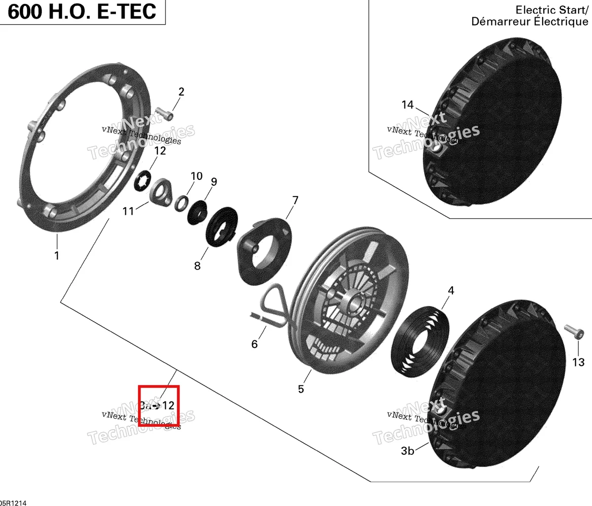 Деталь 415129800 на схеме узла 2012 Ski-Doo Grand Touring LE 600HOETEC XR Rewind Starter