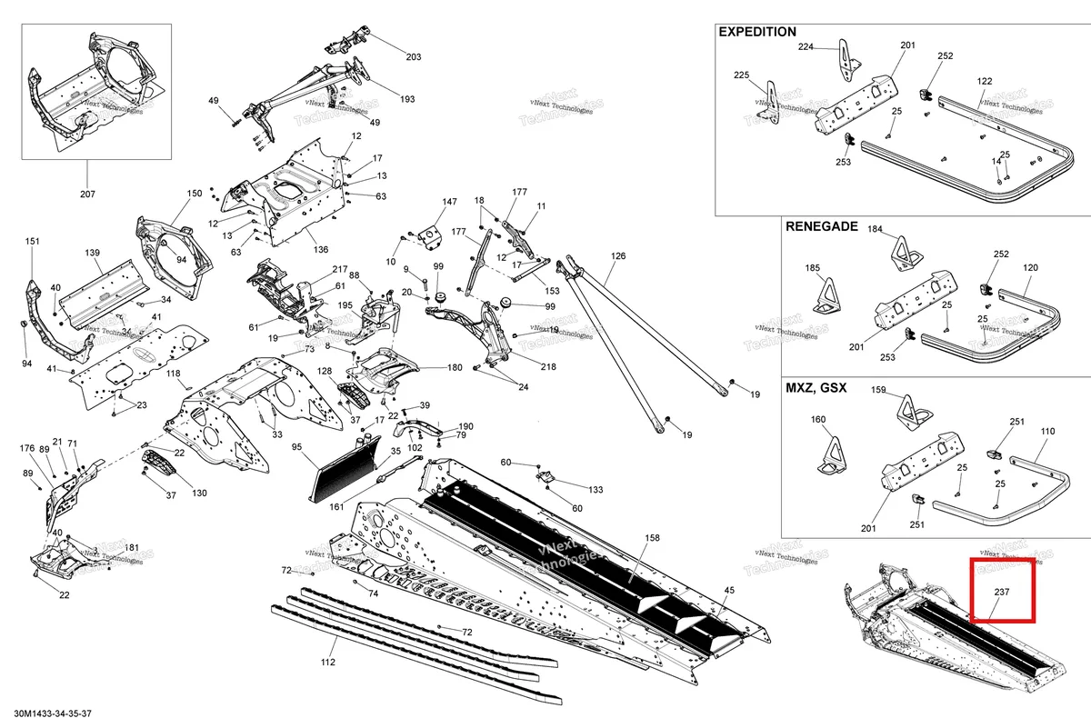Деталь 415129840 на схеме узла 2014 Ski-Doo MXZ TNT 900ACE XS Frame 120