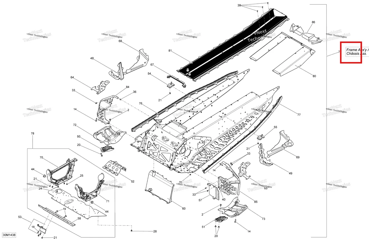 Деталь 415129852 на схеме узла 2014 Ski-Doo MXZ X 600RS XS RS Frame
