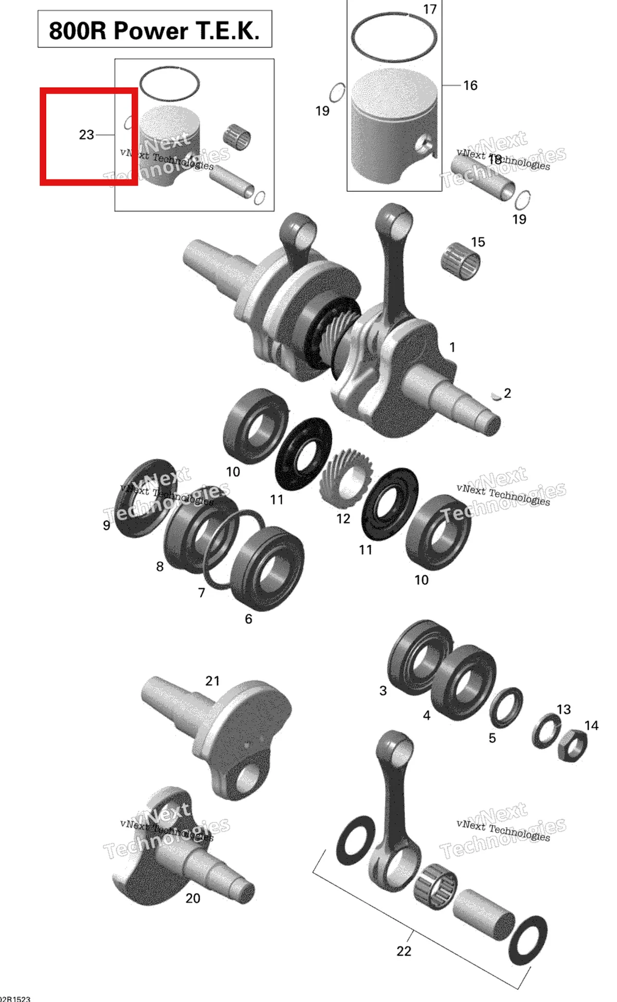 Деталь 415129855 на схеме узла 2015 Ski-Doo SUMMIT SPORT 800RPTEK XP154 Crankshaft And Pistons