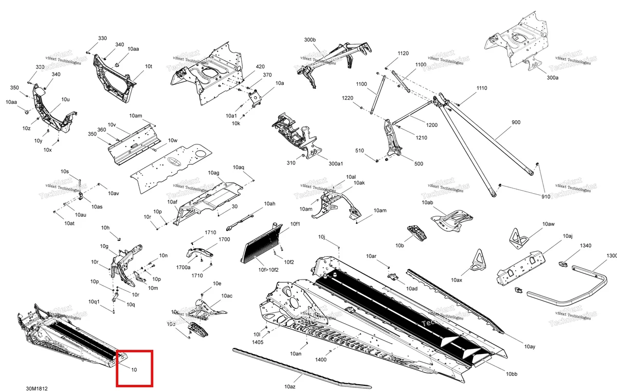 Деталь 415129899 на схеме узла 2018 Ski-Doo MXZ 600 CARB Frame Mxz - 600 Carb