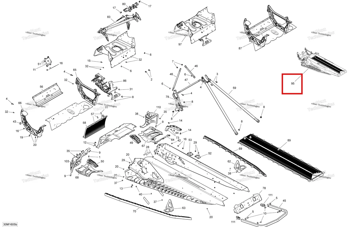 Деталь 415129915 на схеме узла 2016 Ski-Doo MXZ 800R E-TEC Frame - Package Tnt