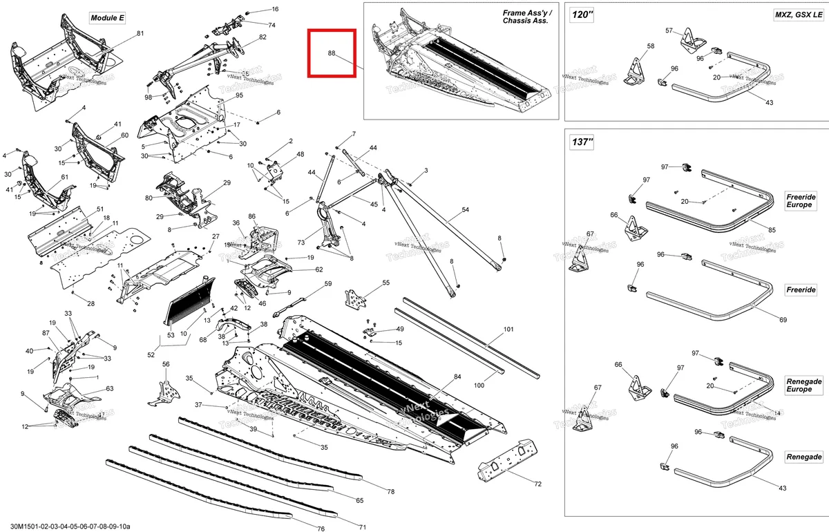 Деталь 415129918 на схеме узла 2015 Ski-Doo RENEGADE X 600HOETEC, XS137 Frame