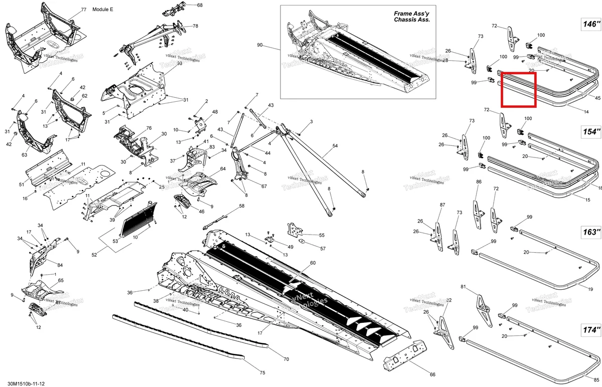 Деталь 415129921 на схеме узла 2015 Ski-Doo FREERIDE 800RETEC XM-RS, 146 Frame 146, 154