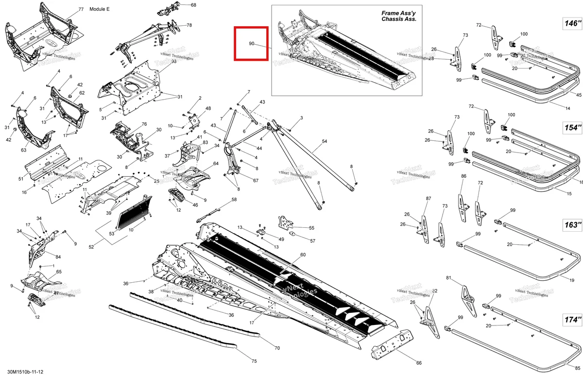 Деталь 415129924 на схеме узла 2015 Ski-Doo SUMMIT X 800RETEC XM T3-163 Frame