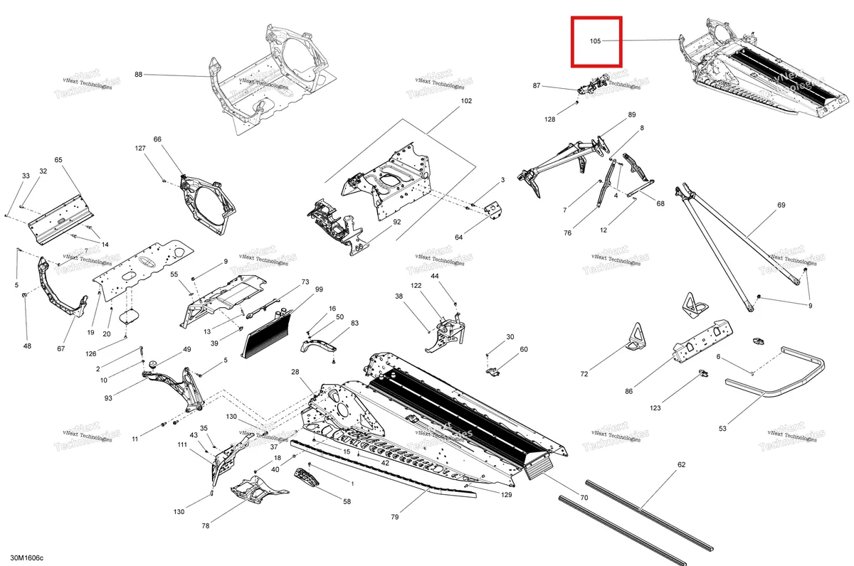 Деталь 415129934 на схеме узла 2016 Ski-Doo MXZ - 4-STROKE Frame - 600-900 Ace