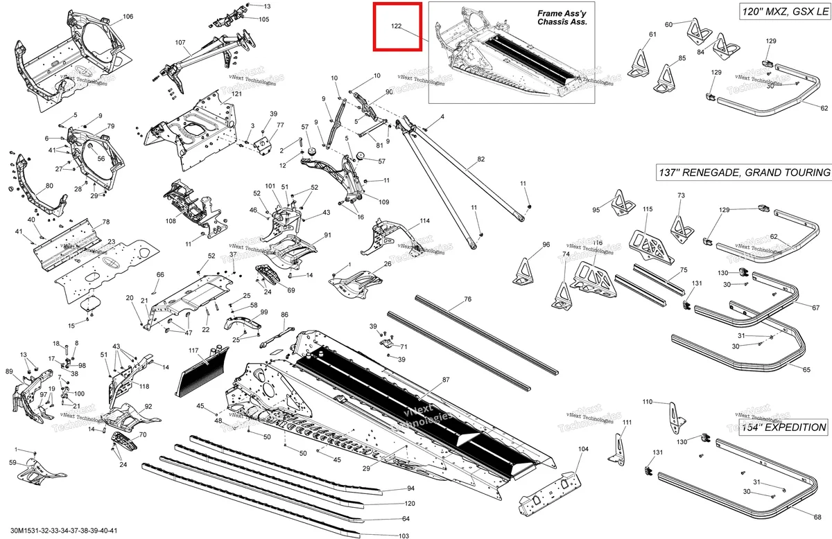 Деталь 415129935 на схеме узла 2015 Ski-Doo RENEGADE SPORT 600ACE XS137 Frame