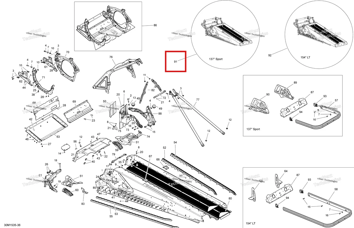 Деталь 415129940 на схеме узла 2015 Ski-Doo TUNDRA SPORT 600ACE XU137 Frame