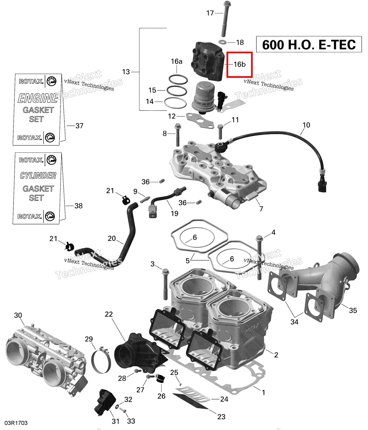 Деталь 415129942 на схеме узла 2020 Ski-Doo SKANDIC WT 600HO E-TEC Engine - Cylinder And Injection System - 600Ho E-Tec