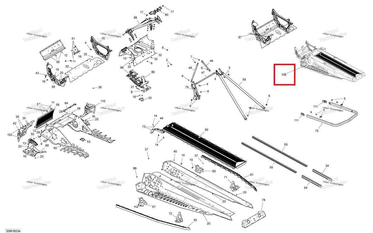 Деталь 415129956 на схеме узла 2016 Ski-Doo RENEGADE 600HO E-TEC Frame - Package X-Rs