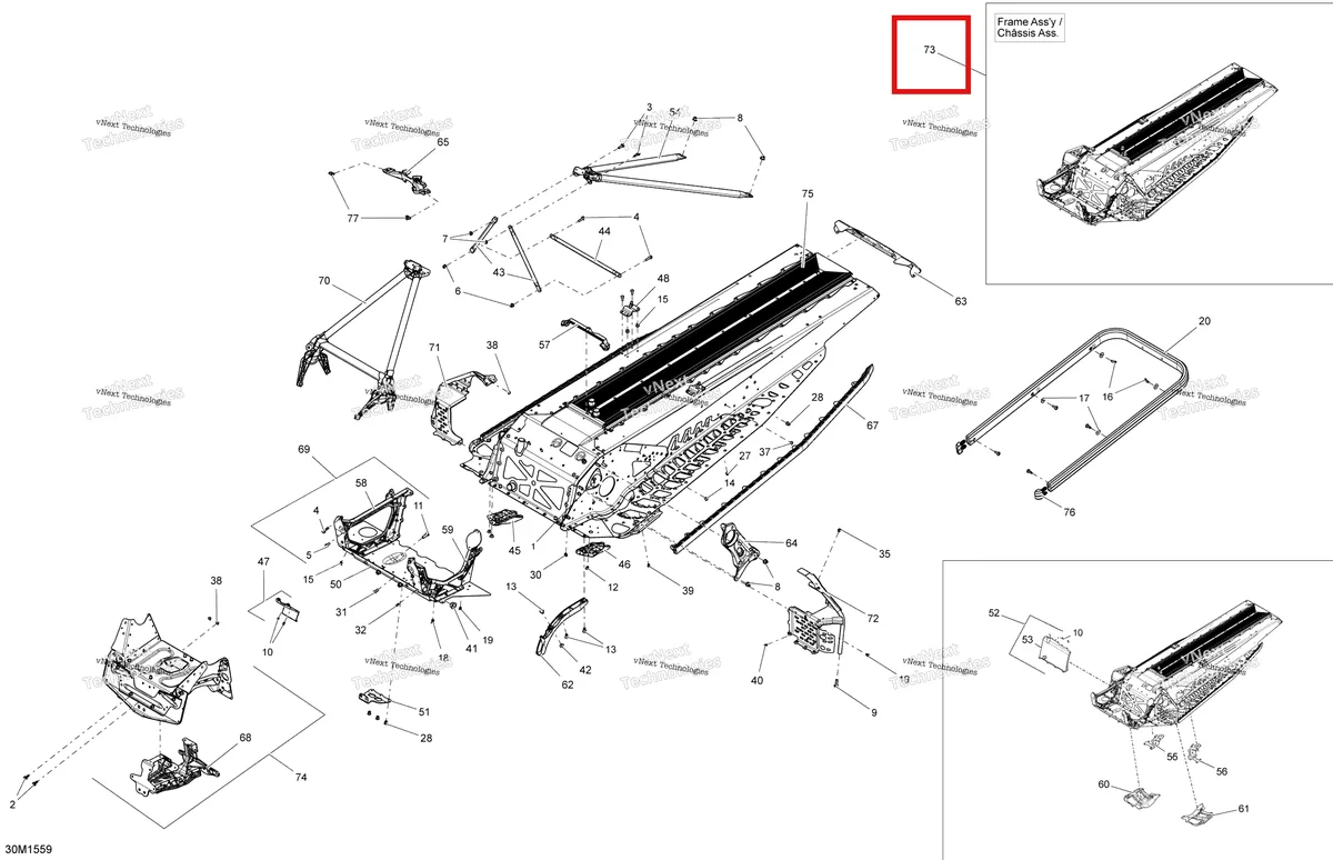 Деталь 415129983 на схеме узла 2015 Ski-Doo MXZ IRON DOG 600HO E-TEC Frame