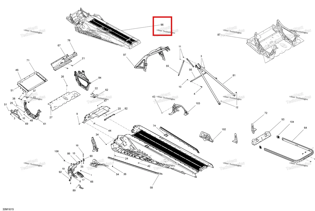 Деталь 415130013 на схеме узла 2016 Ski-Doo TUNDRA - LT-SPORT 2-STROKE Frame