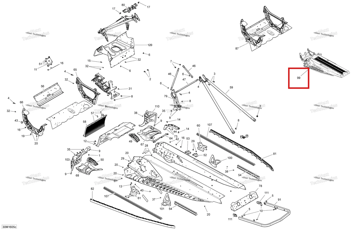 Деталь 415130024 на схеме узла 2016 Ski-Doo MXZ 800R E-TEC Frame - Package X-Rs