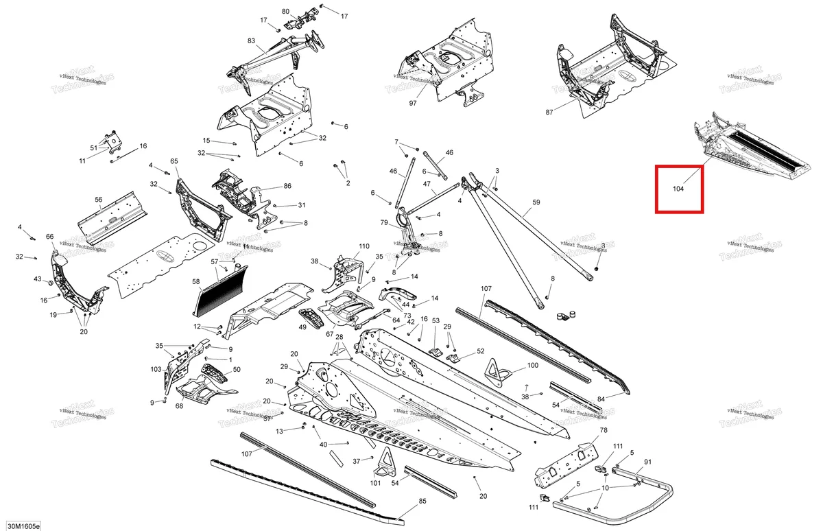 Деталь 415130025 на схеме узла 2016 Ski-Doo MXZ 800R E-TEC Frame - Package Blizzard