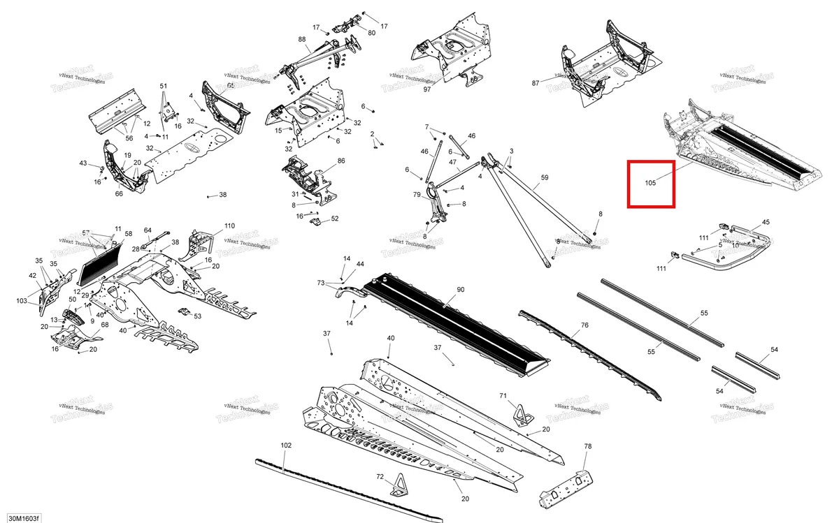 Деталь 415130026 на схеме узла 2016 Ski-Doo RENEGADE 600HO E-TEC Frame - Package Enduro