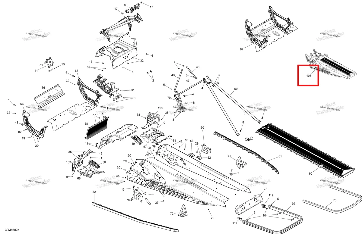 Деталь 415130028 на схеме узла 2016 Ski-Doo FREERIDE Frame - 137