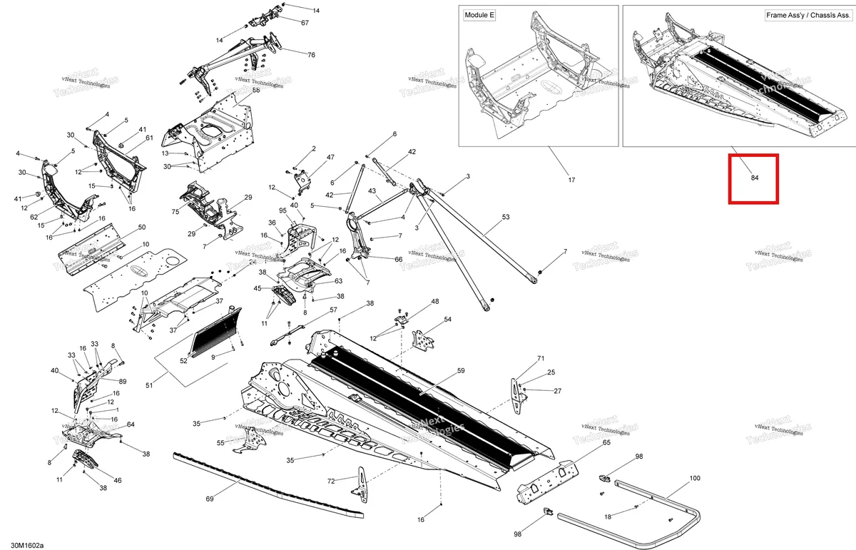 Деталь 415130032 на схеме узла 2016 Ski-Doo FREERIDE Frame - 146-154