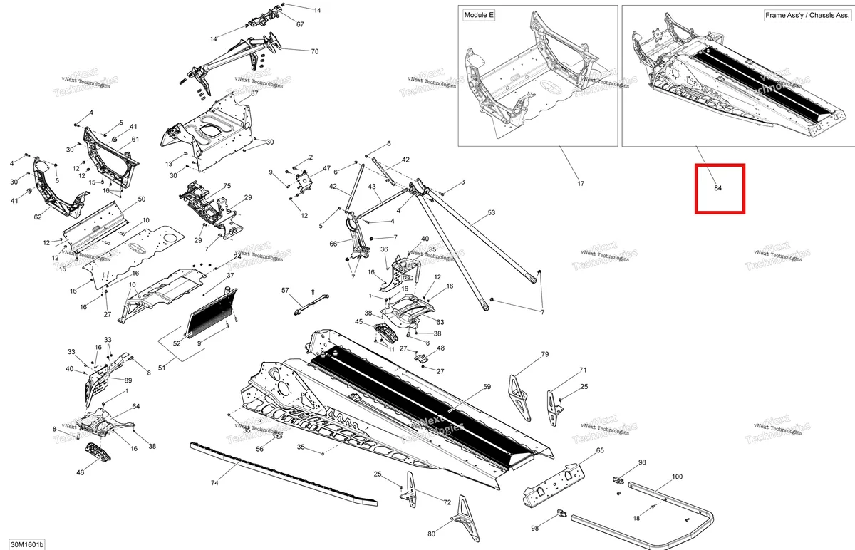Деталь 415130051 на схеме узла 2016 Ski-Doo SUMMIT 800R E-TEC Frame - Except Package Sport
