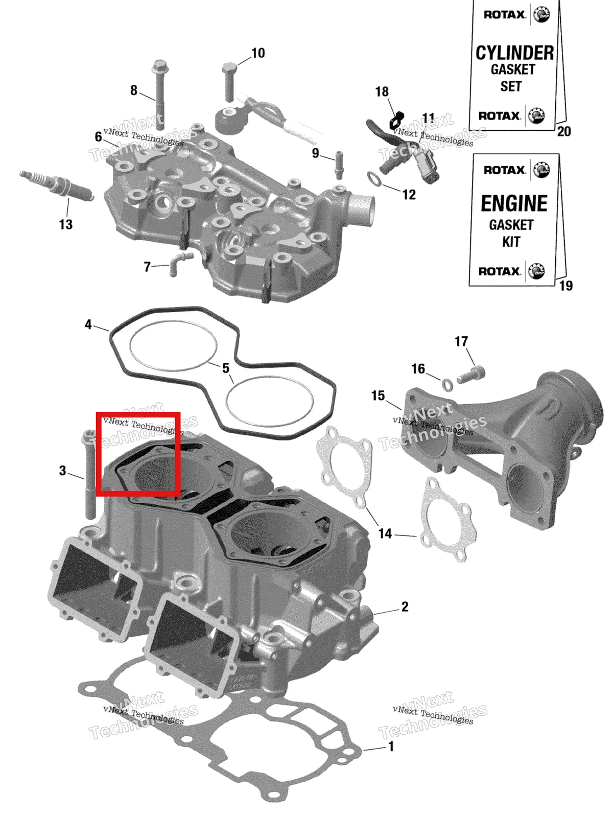 Деталь 415130154 на схеме узла 2020 Ski-Doo BACKCOUNTRY 600R E-TEC Engine - Cylinder And Cylinder Head - 600R E-Tec