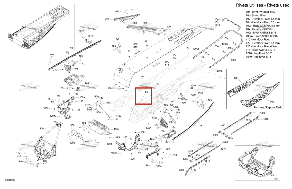 Деталь 415130244 на схеме узла 2019 Ski-Doo BACKCOUNTRY 850 E-TEC Frame - Package Xrs