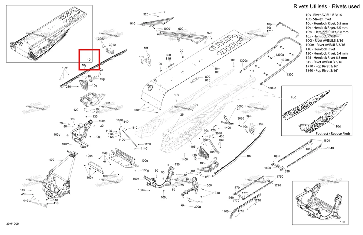 Деталь 415130246 на схеме узла 2019 Ski-Doo FREERIDE 146 850 E-TEC Frame - Package 146