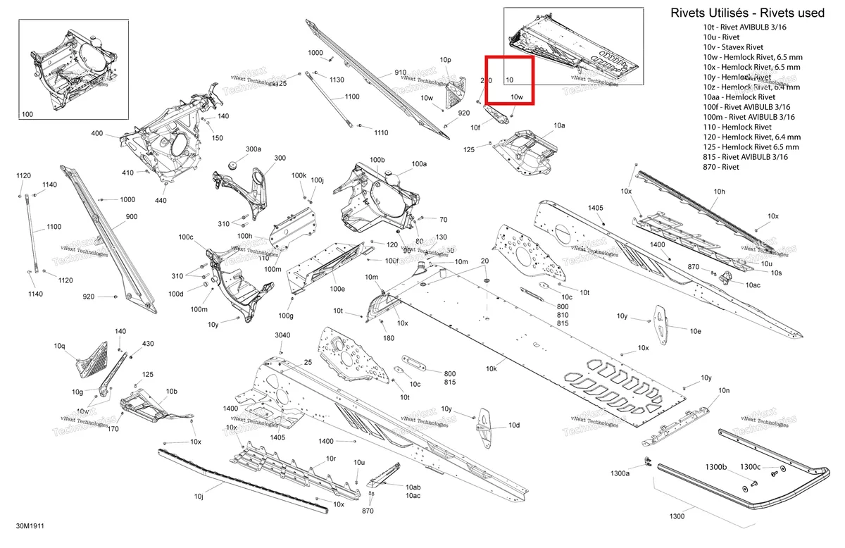 Деталь 415130247 на схеме узла 2019 Ski-Doo FREERIDE 154 850 E-TEC Frame - 154