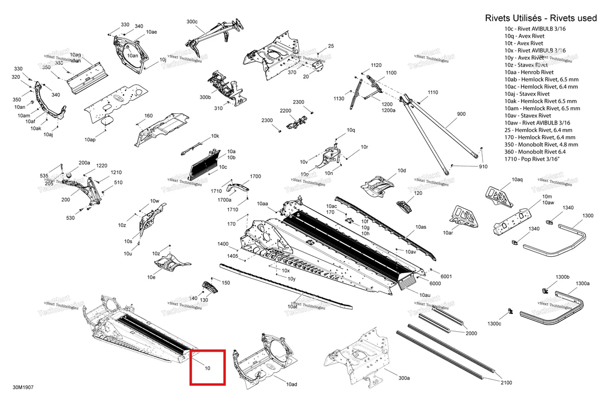 Деталь 415130265 на схеме узла 2019 Ski-Doo GRAND TOURING 600 ACE Frame - 600 Ace