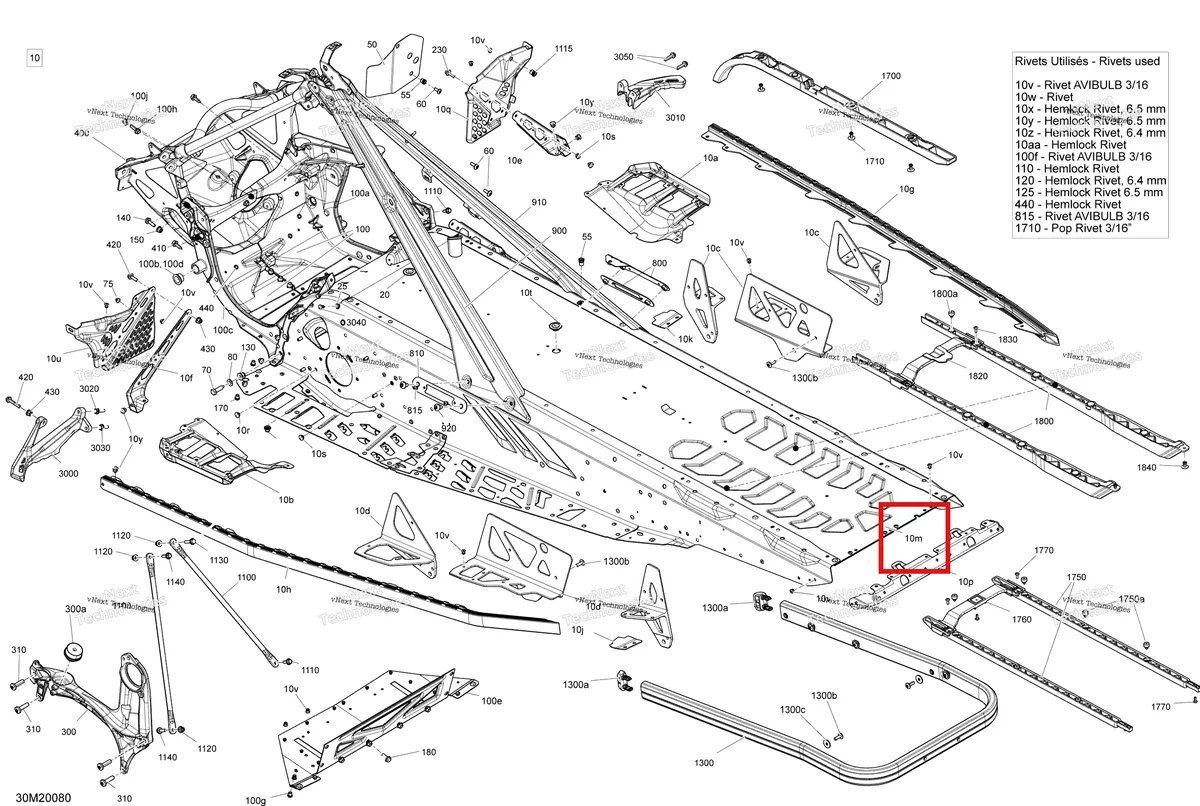 Деталь 415130286 на схеме узла 2020 Ski-Doo RENEGADE 850 E-TEC - Enduro Frame - System - Model 137 - Enduro
