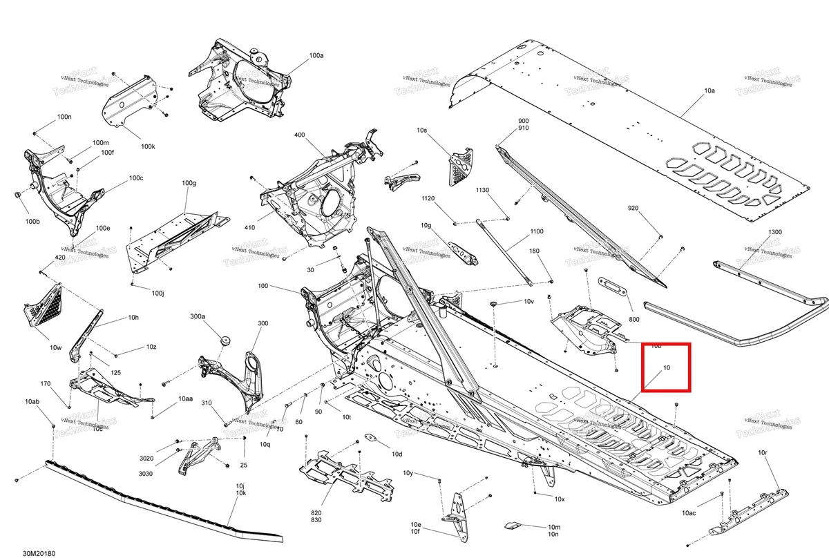 Деталь 415130300 на схеме узла 2020 Ski-Doo SUMMIT 600R E-TEC Frame - System - Sp