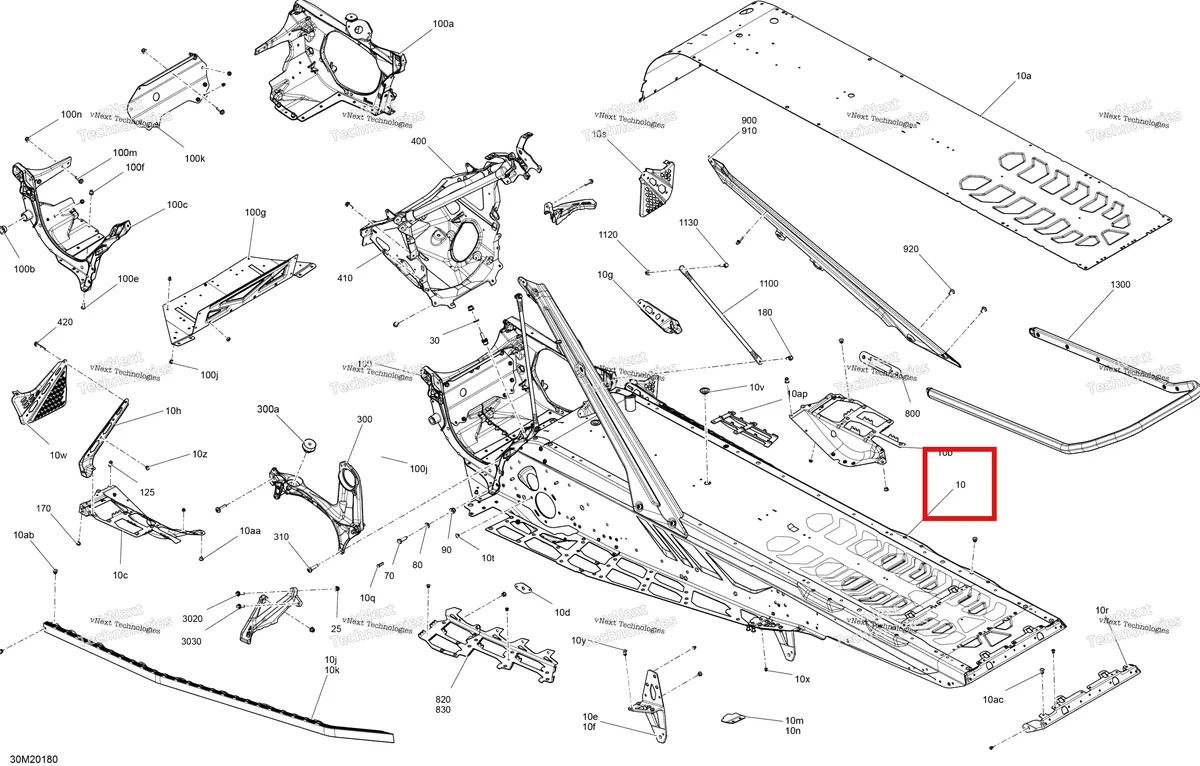 Деталь 415130308 на схеме узла 2020 Ski-Doo FREERIDE 154 850 E-TEC Frame - System - 154