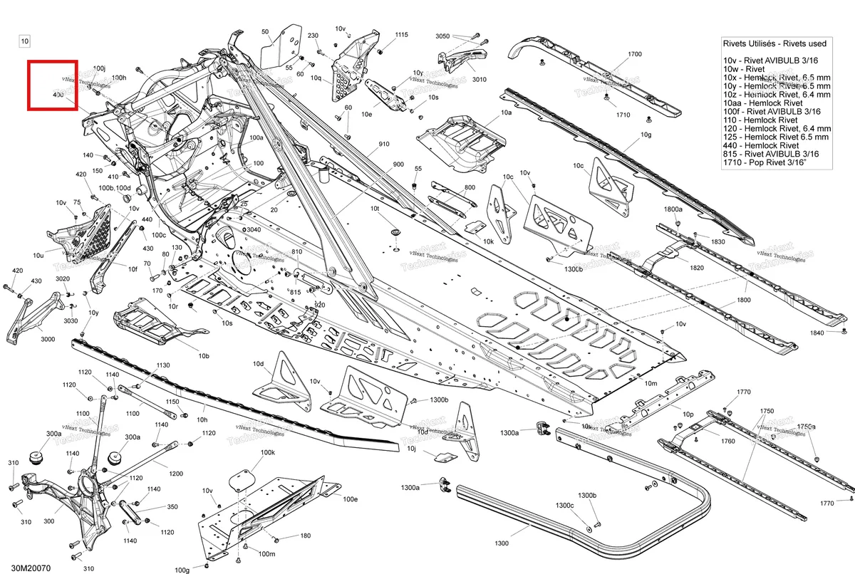 Деталь 415130332 на схеме узла 2020 Ski-Doo EXPEDITION SPORT 600 ACE Frame - System - Model 154