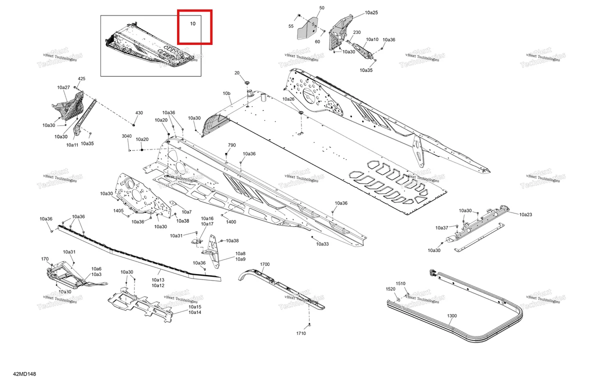 Деталь 415130715 на схеме узла 2024 Ski-Doo TUNDRA 600 ACE - SPORT - GMRA - Neo Yellow - 146X15X1.6C Track Frame - System - Rear Section