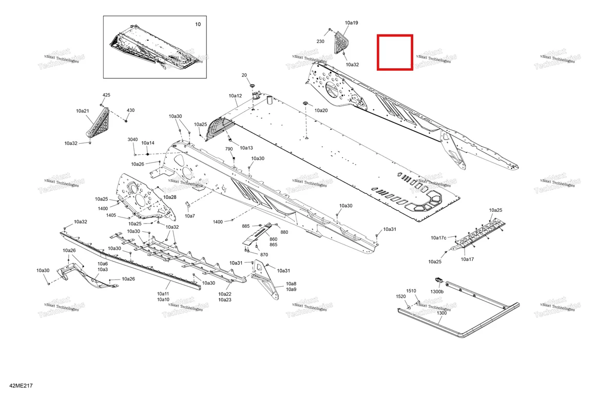 Деталь 415130801 на схеме узла 2025 Ski-Doo SUMMIT - 850 E-TEC - X with Expert Package - TGSA - Dusty Navy Satin - 154X16X3P4 Track Frame - System - Rear Section