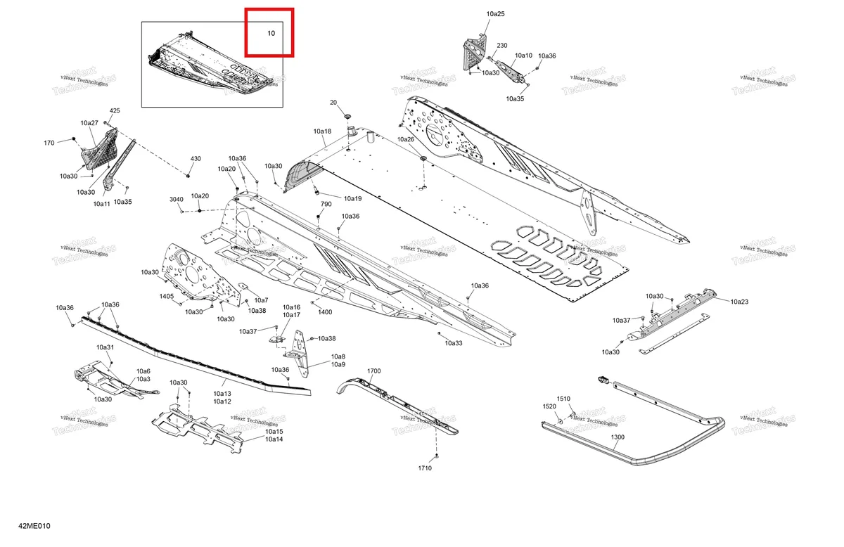 Деталь 415130850 на схеме узла 2025 Ski-Doo BACKCOUNTRY - 600 EFI - SPORT - UBSA - Neo Yellow - 146X15X1.6C Track Frame - System - Rear Section