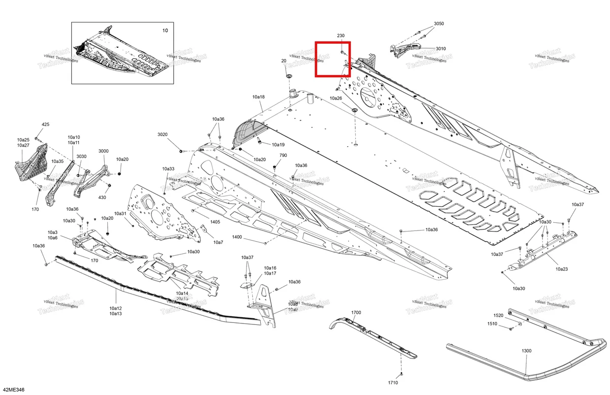 Деталь 415130854 на схеме узла 2025 Ski-Doo BACKCOUNTRY - 850 E-TEC - X-RS - UYS2 - Flare Yellow HG - 146X15X1.5S Track Frame - System - Rear Section