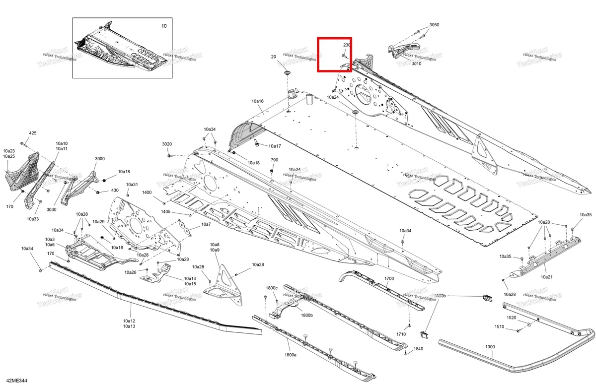 Деталь 415130858 на схеме узла 2025 Ski-Doo MXZ - 600R E -TEC - X - UVSJ - Neo Yellow - 129X15X1.25IR Track Frame - System - Rear Section