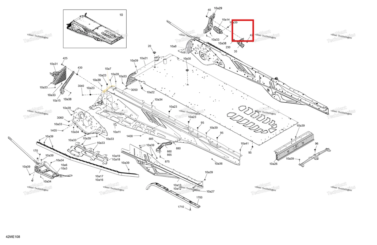 Деталь 415130861 на схеме узла 2025 Ski-Doo EXPEDITION - 600R E -TEC - LE - ABSB - Deep Black - 154X20X1.5CST Track Frame - System - Rear Section