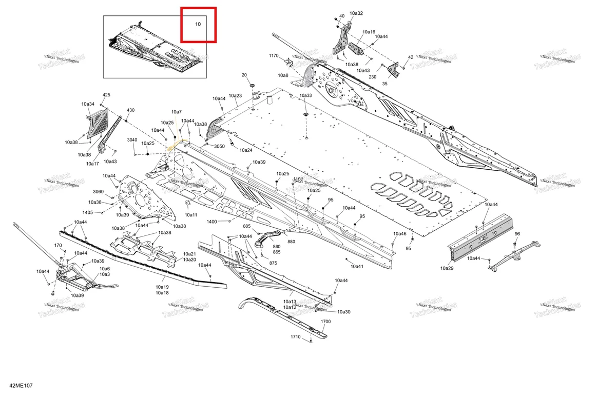 Деталь 415130866 на схеме узла 2025 Ski-Doo EXPEDITION - 600R E -TEC - LE - ABSD - Deep Black - 154X24X1.5CST Track Frame - System - Rear Section