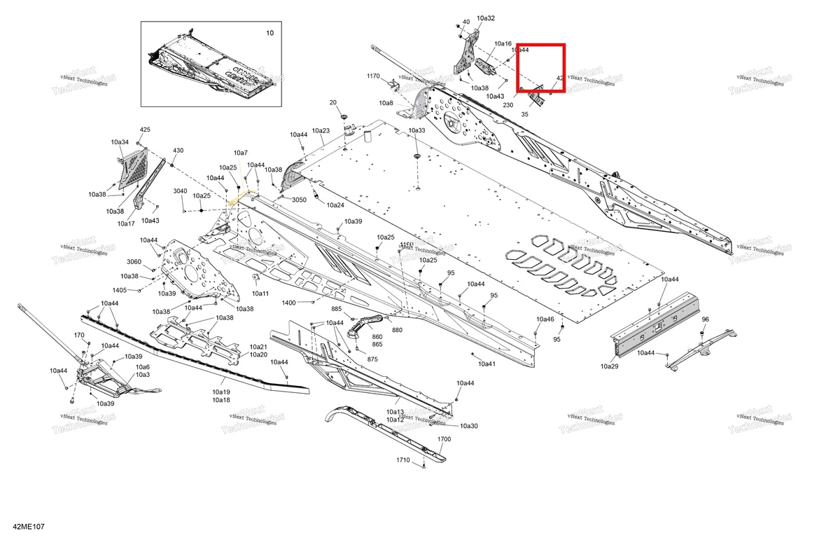 Деталь 415130867 на схеме узла 2025 Ski-Doo EXPEDITION - 600R E -TEC - LE - ABSA - Catalyst Gray - 154X24X1.5CST Track Frame - System - Rear Section