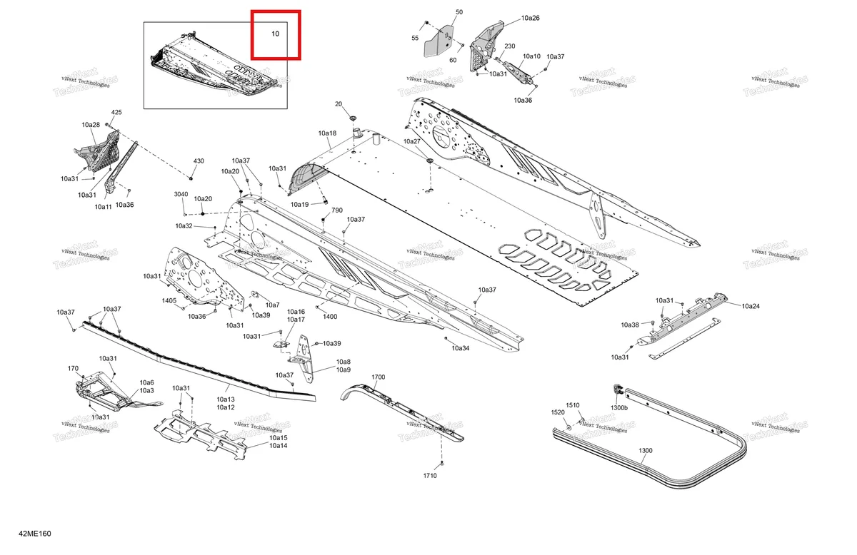 Деталь 415130870 на схеме узла 2025 Ski-Doo TUNDRA - 600 ACE - LE - GNSA - Deep Black - 154X16X1.5CH Track Frame - System - Rear Section