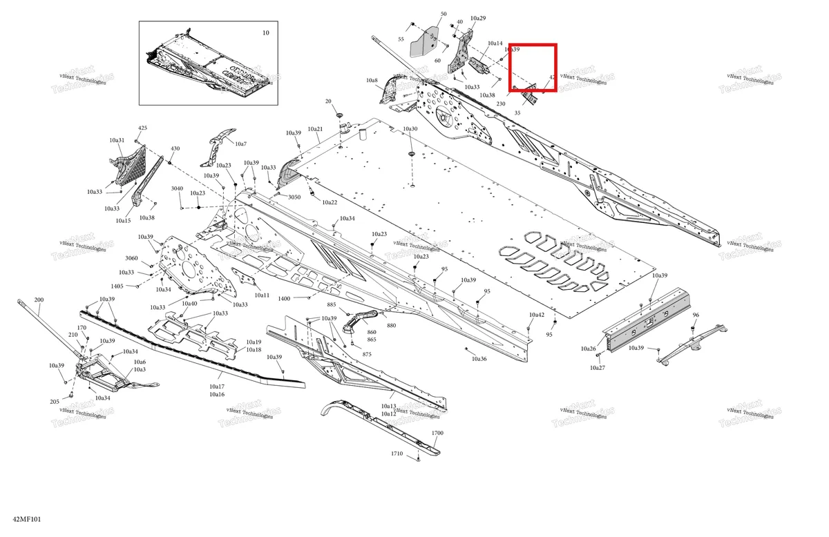 Деталь 415131005 на схеме узла 2026 Ski-Doo SKANDIC - LE - 600 ACE - AKTA - Deep Black - 20X154X1.5CST Track Frame - System - Rear Section