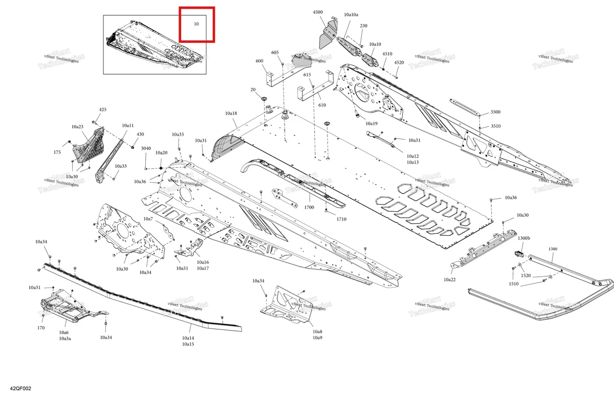 Деталь 415131077 на схеме узла 2026 Ski-Doo EXPEDITION - SPORT - ESTB - Bright White - 15X137X1.6C Track Frame - System - Rear Section