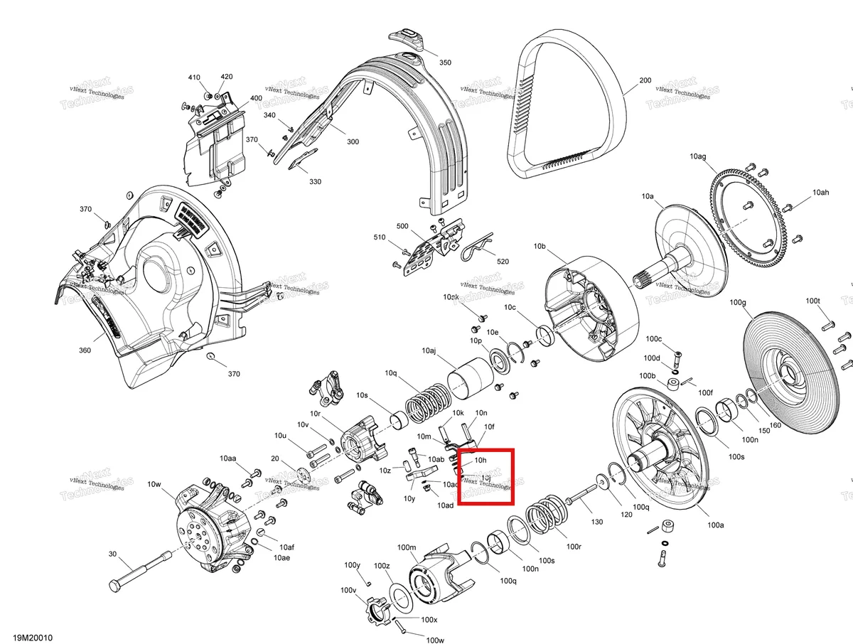 Деталь 417004302 (Шайба) на схеме узла 2020 Ski-Doo RENEGADE 600 CARB Pulley - System