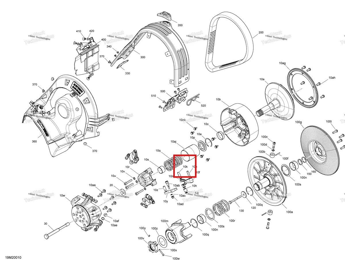 Деталь 417004308 (Штифт) на схеме узла 2020 Ski-Doo RENEGADE 600 CARB Pulley - System