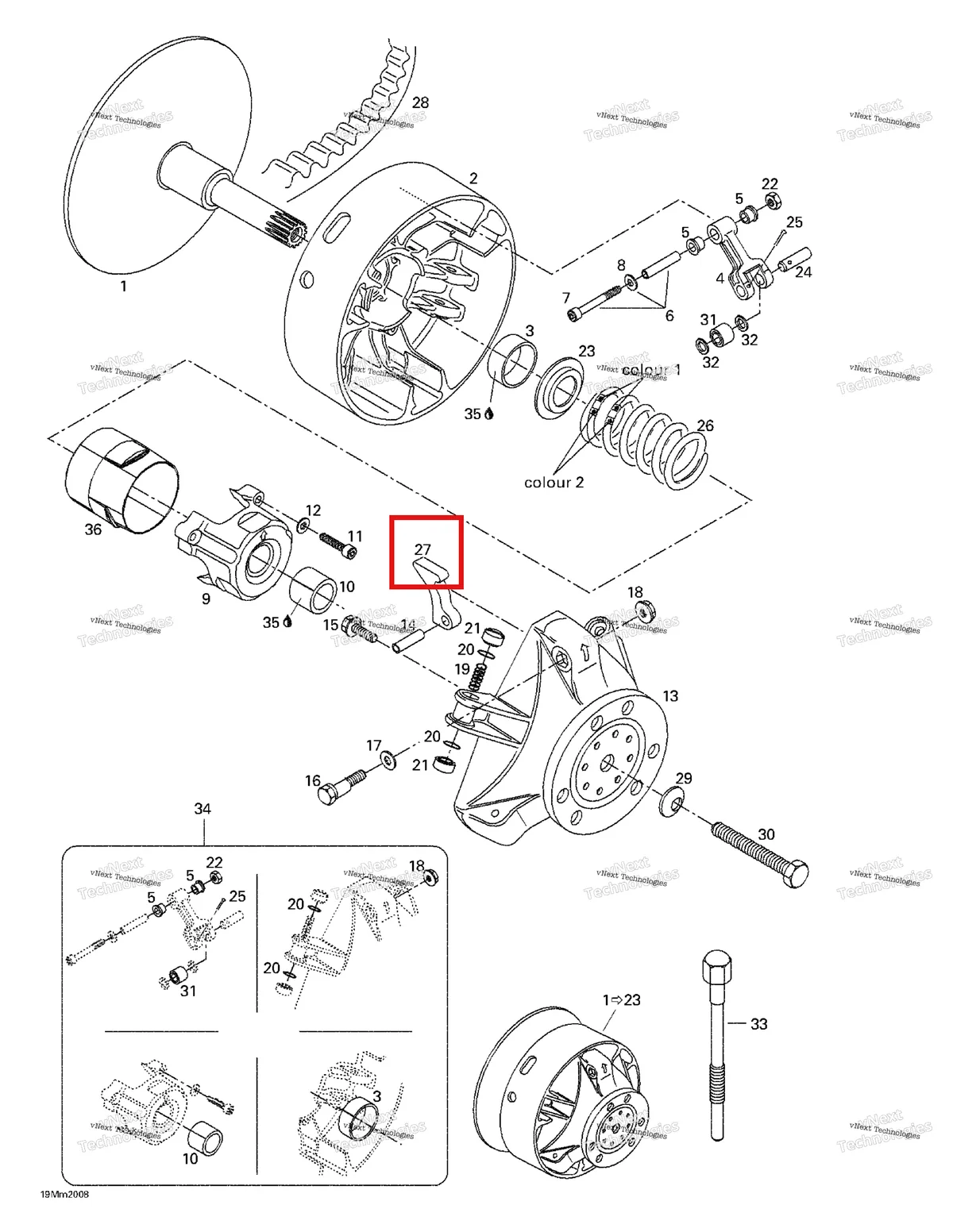 Деталь 417005294 на схеме узла 2000 Ski-Doo Summit 600/SB Drive Pulley